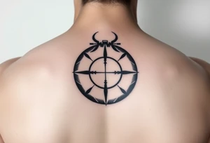 A basketball with a sniper scope reticle 
inside tattoo idea