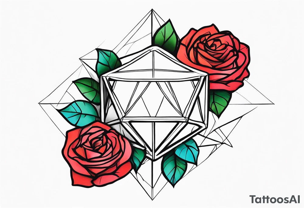 Tesseract and roses tattoo idea