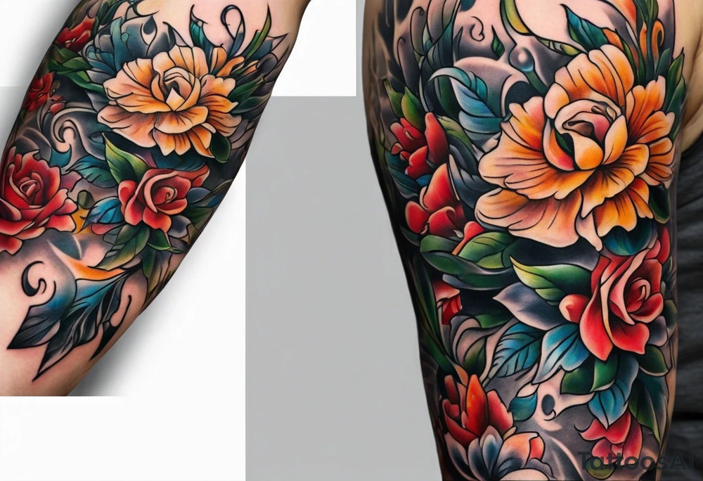 tattoo that fills entire length from shoulder to fingers that symbolizes pain tattoo idea