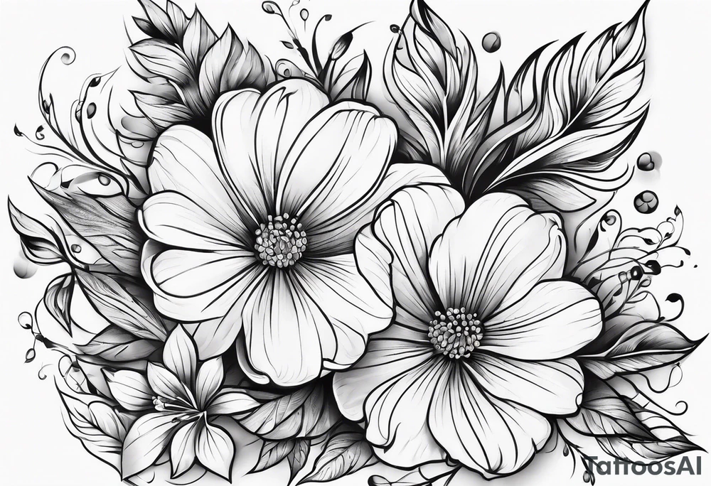 Curved floral leaves tattoo idea