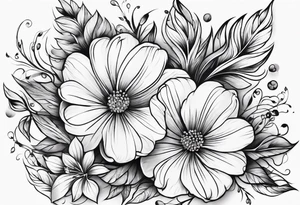 Curved floral leaves tattoo idea