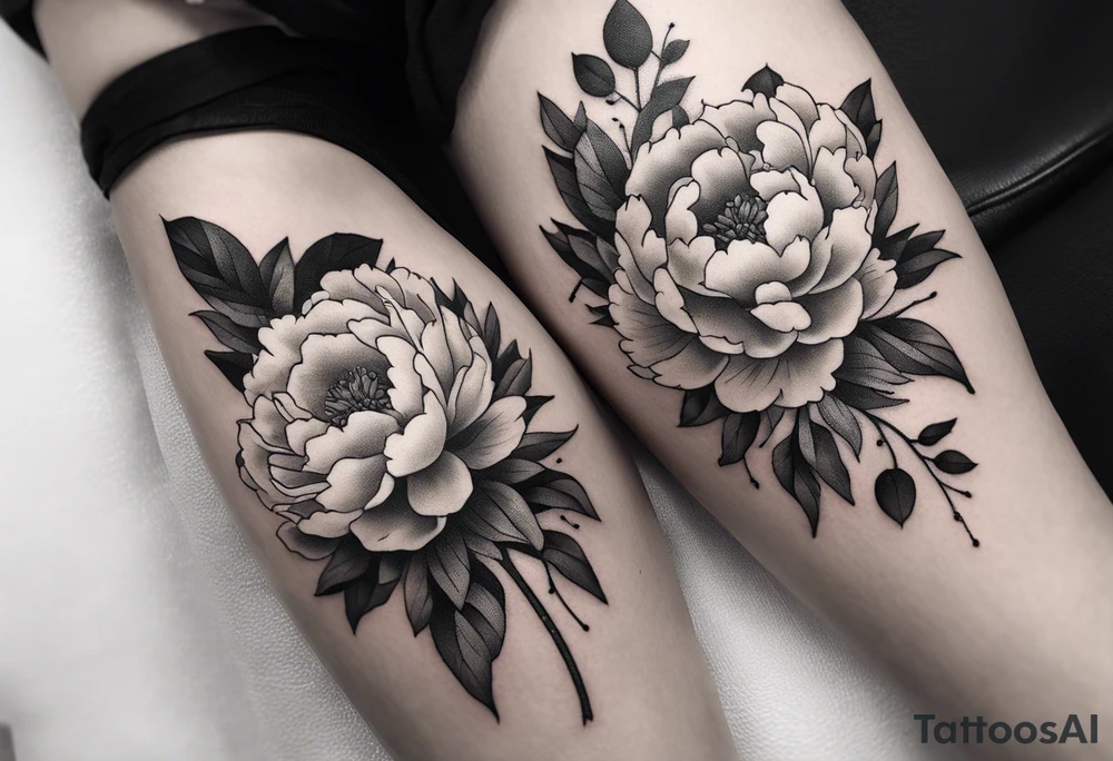 Closed peonies tattoo idea