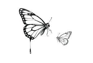 close up Bleeding butterfly and a second one and his placement is right and down from the first one tattoo idea