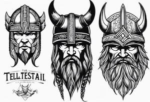 Lightning with the word tetellestai and a Viking helmet tattoo idea
