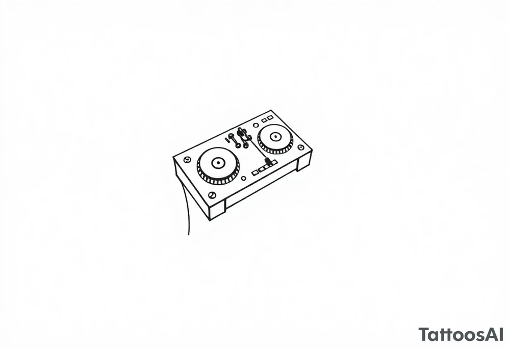 Dj decks, small, bird’s eye view tattoo idea