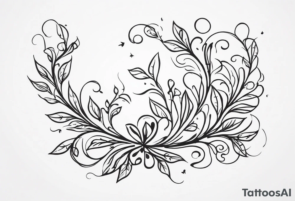 This tattoo will be on the back of the arm above the elbow. please add the numbers 31.8742° N, 91.1366° W, with very simple ivy vines on both sides. tattoo idea