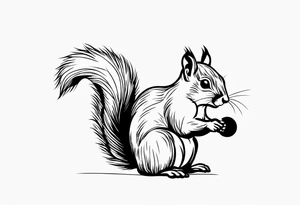 cute squirrel with a nut tattoo idea