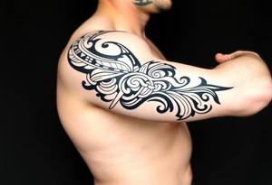 Māori style Celtic tribal
and bands black and white shading tattoo idea