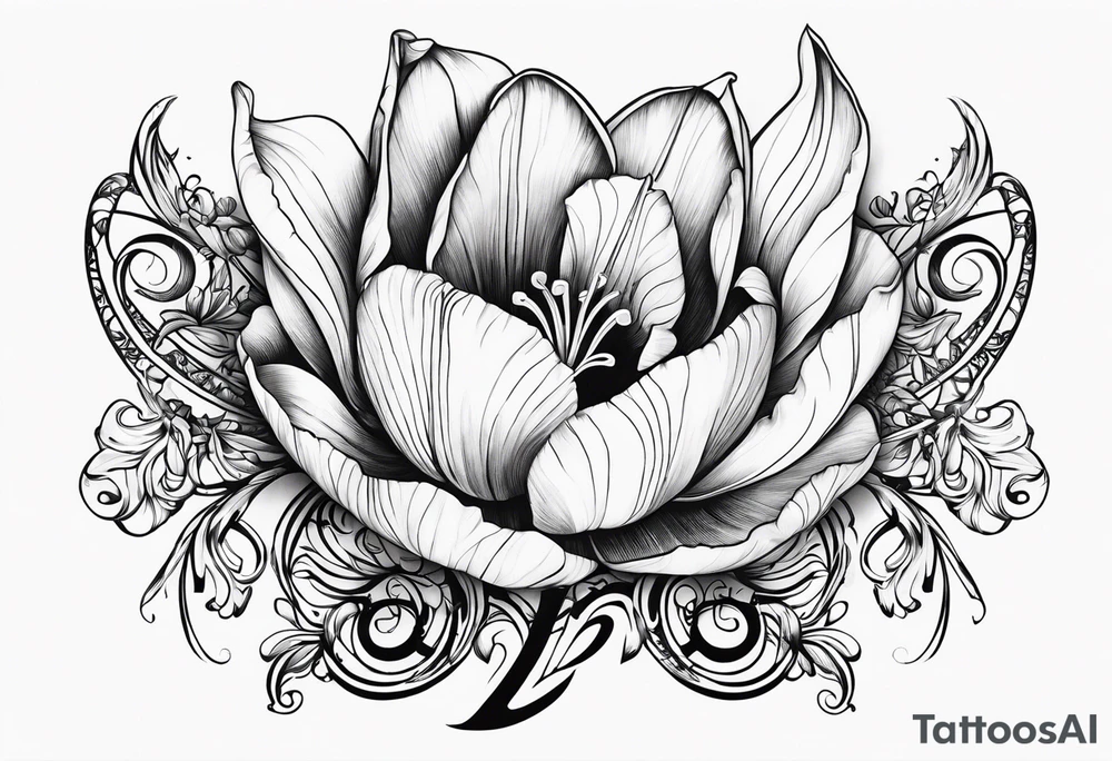 Tulip with music note tattoo idea