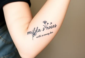 vintage bouquet of wild roses and meadow flowers with morning dew tattoo idea