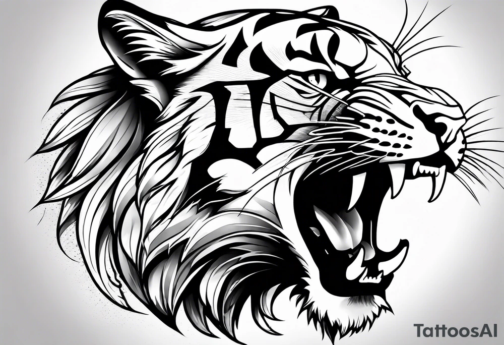 big cat growling tattoo idea