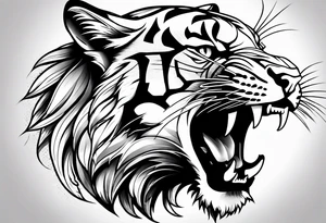 big cat growling tattoo idea