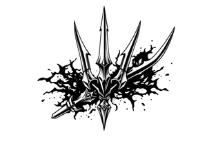 trident with cool background tattoo idea