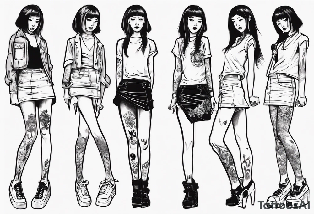 Girl wearing a mini skirt tattoo idea