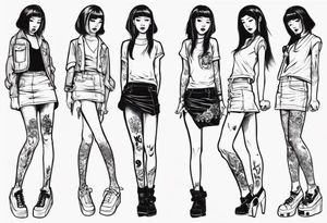 Girl wearing a mini skirt tattoo idea