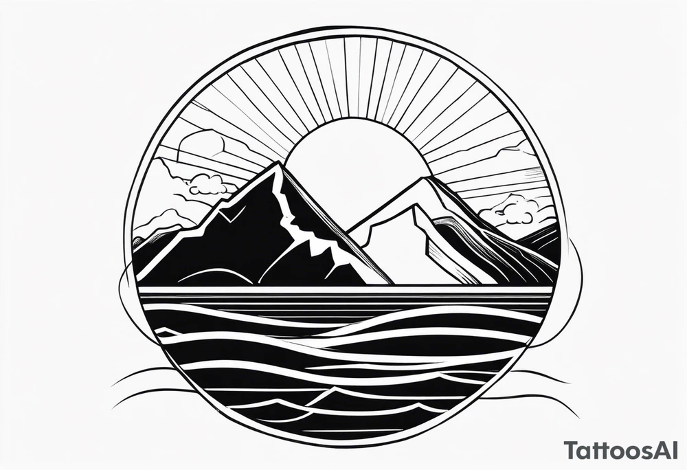 Sun, sea, mountain tattoo idea
