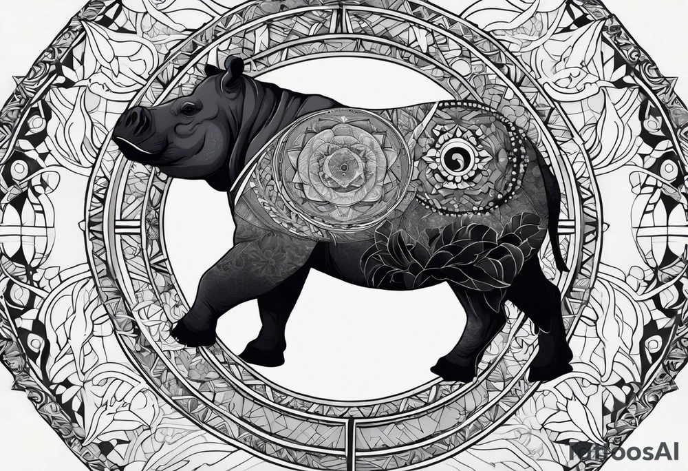 Very asymmetrical, +geometric pattern, with realistic full moon, with hippo at side look, +tribal, +geometric, +inkart , +blackwork, +grey scale, + sketch
with wintersweet flower bud, +inkart touch, +for men, detailed tattoo idea