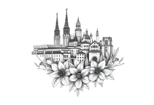 City of barcelona, Spanish plants, leg sleeve tattoo idea