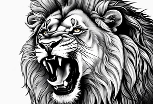 lion with scratvh in its eye and roar tattoo idea