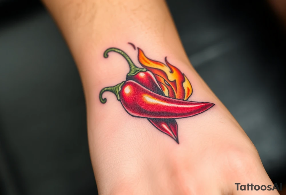 Chili pepper and fire tattoo idea