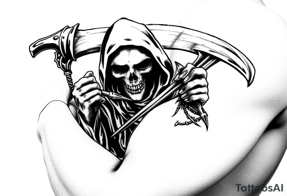 Grim reaper complex with shaving tattoo idea