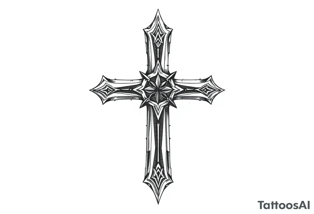 Gothic style cross tattoo idea