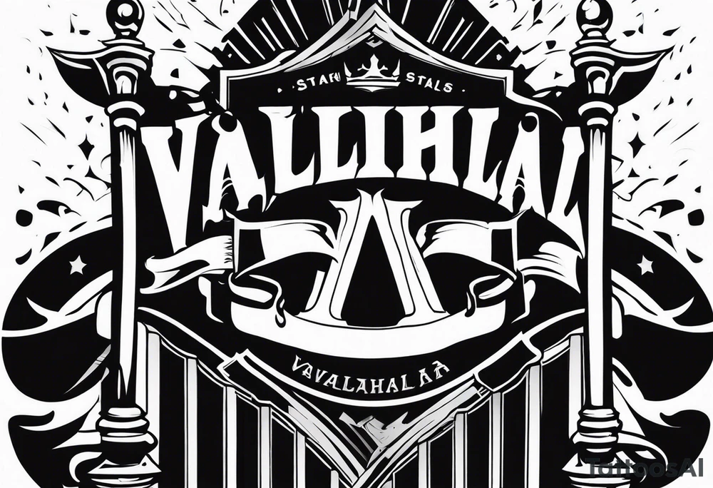 Valhalla stairs  sword chains tattoo idea