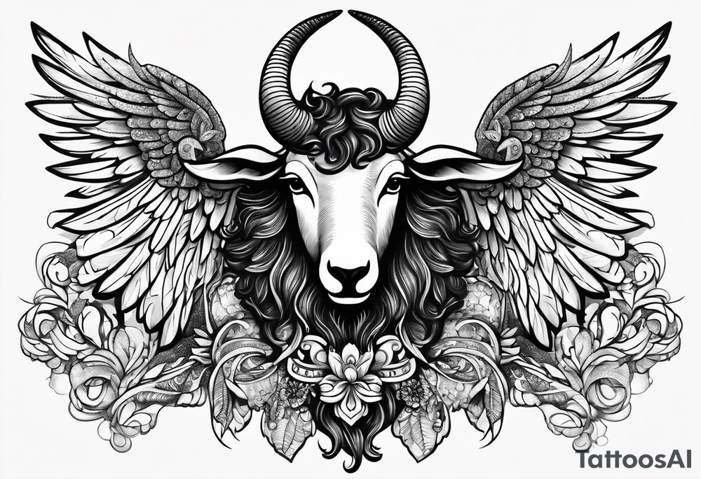 black sheep with angel wings no horns tattoo idea