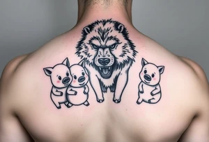 Three little pigs nursery rhyme with big bad wolf tattoo idea