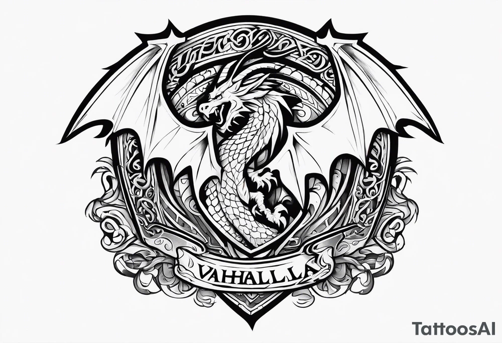 Valhalla shield  dragon sword tattoo idea