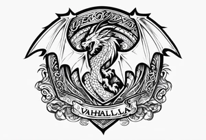 Valhalla shield  dragon sword tattoo idea