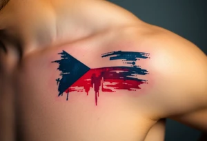 A distressed Czech flag with a grunge texture, giving it a bold, rugged, and rebellious feel tattoo idea