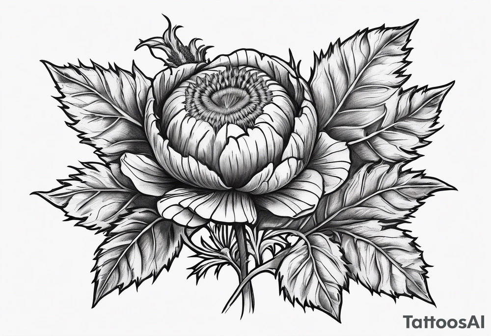 Scottish thistle, 4 leaf clover, Tudor rose tattoo idea