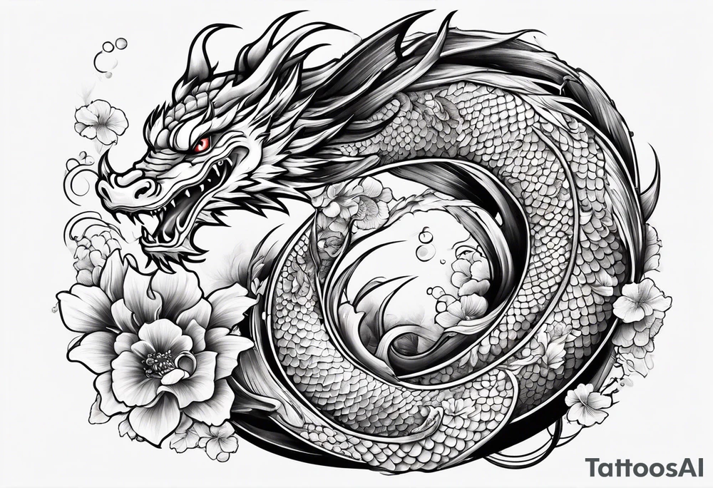 dragon and koi fish tattoo idea