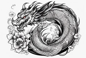 dragon and koi fish tattoo idea