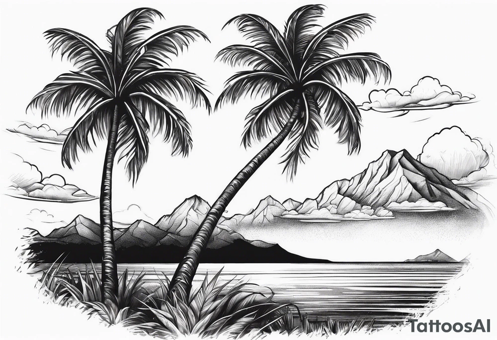 A lonely palm tree tattoo idea