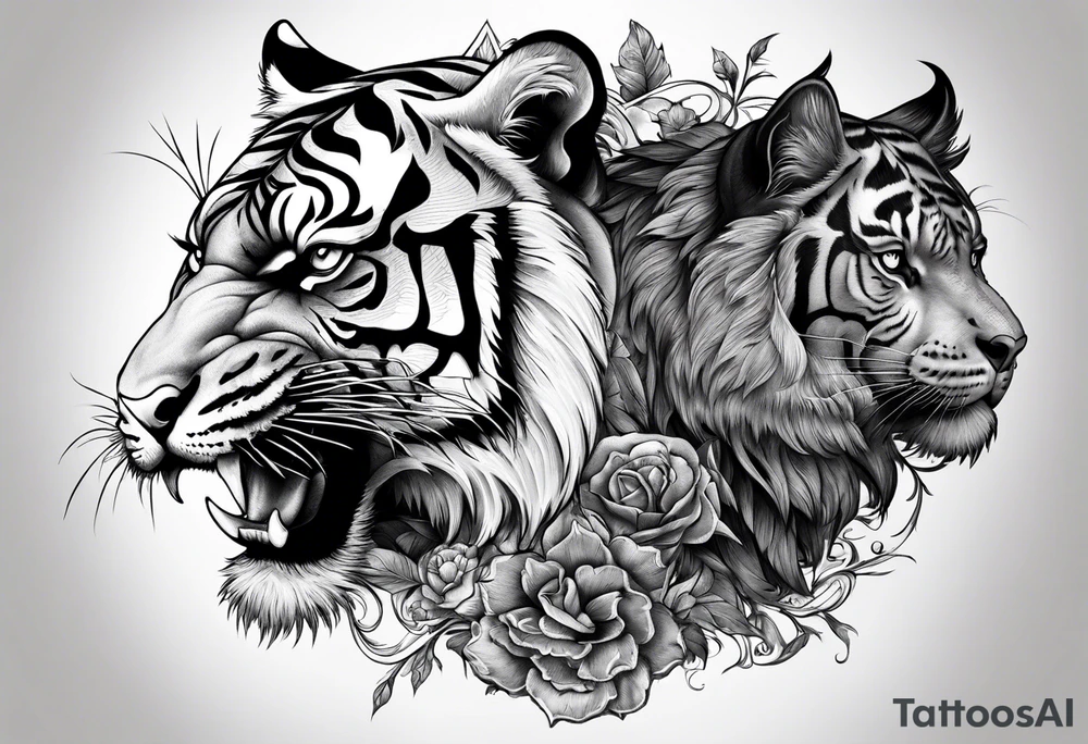 Tiger three eye and a crow tattoo idea