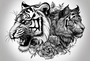 Tiger three eye and a crow tattoo idea