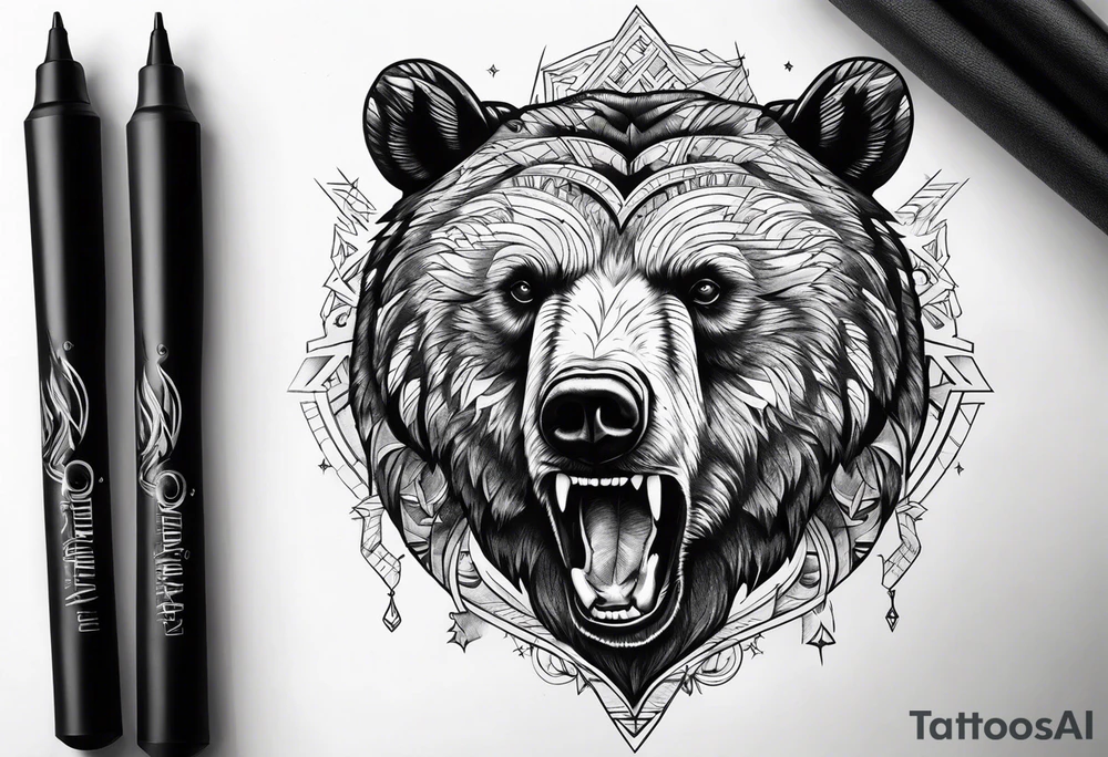 Bearhead on the left forehand tattoo idea