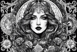 death and beauty, Eldridge horror, astrology scene tattoo idea