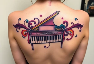 Colorful piano tattoo idea