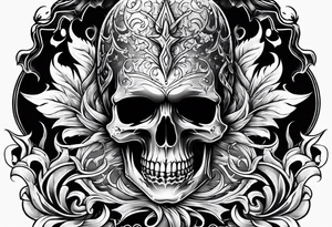 Skull grave flame tattoo idea