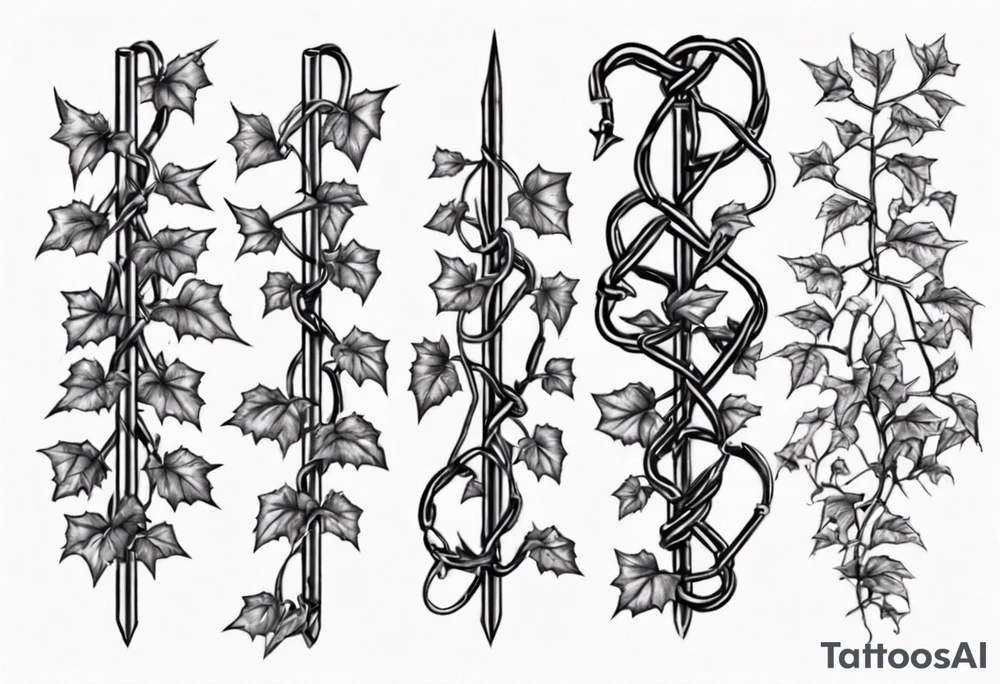 chain link fence with pointy ivy tattoo idea