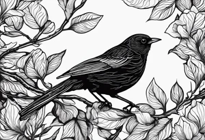 A black only blackbird outline with no extraneous details. Use the Beatles song blackbird for inspiration tattoo idea