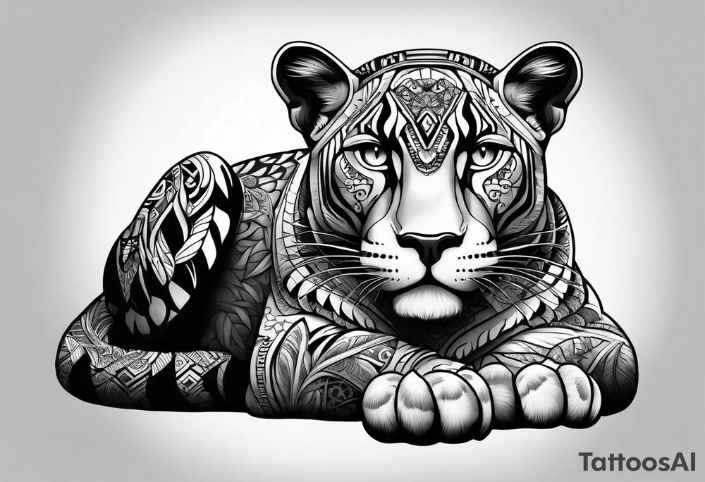 aztec black jaguar sitting tattoo idea