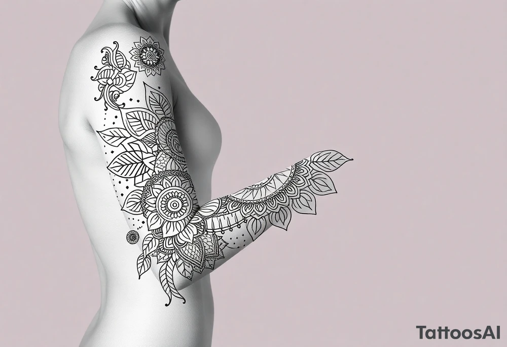 bold line shaman style mandala tattoo idea