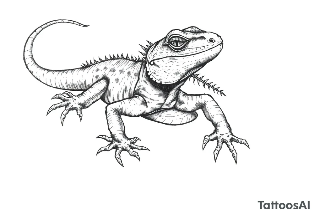 Old school style black lizard tattoo idea