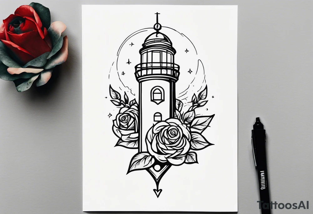 Leuchtturm Stacheldraht Rosen Herz tattoo idea