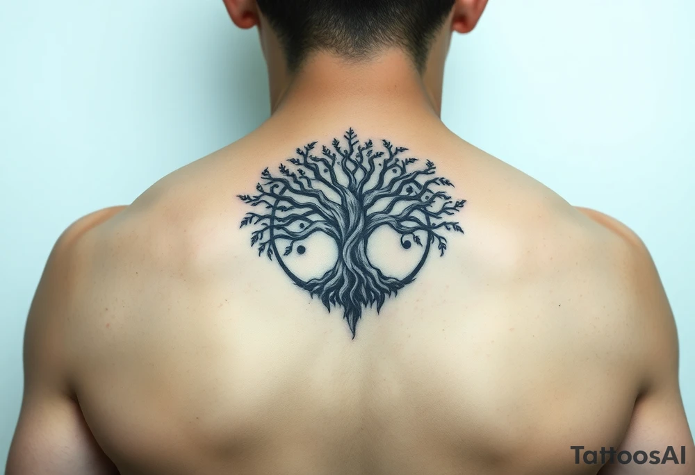 yggadrisl tree of life with circle tattoo idea