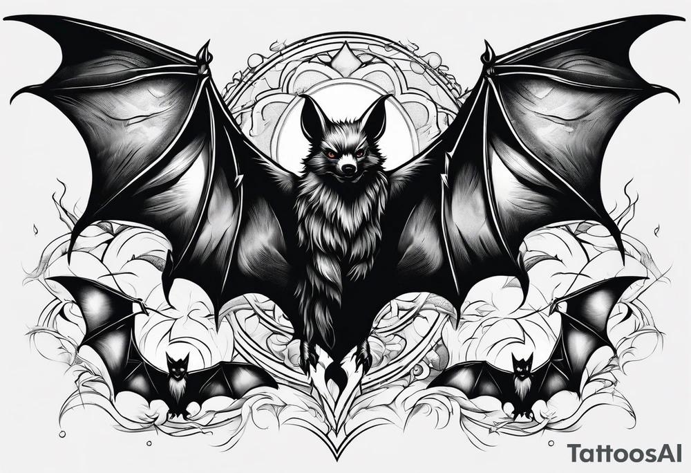 7 bats going through lightning tattoo idea